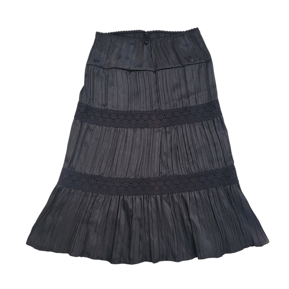 Rampage NWT Black A-Line Pleated Slip Skirt In Black Size 7 Midi/maxi - Picture 1 of 8